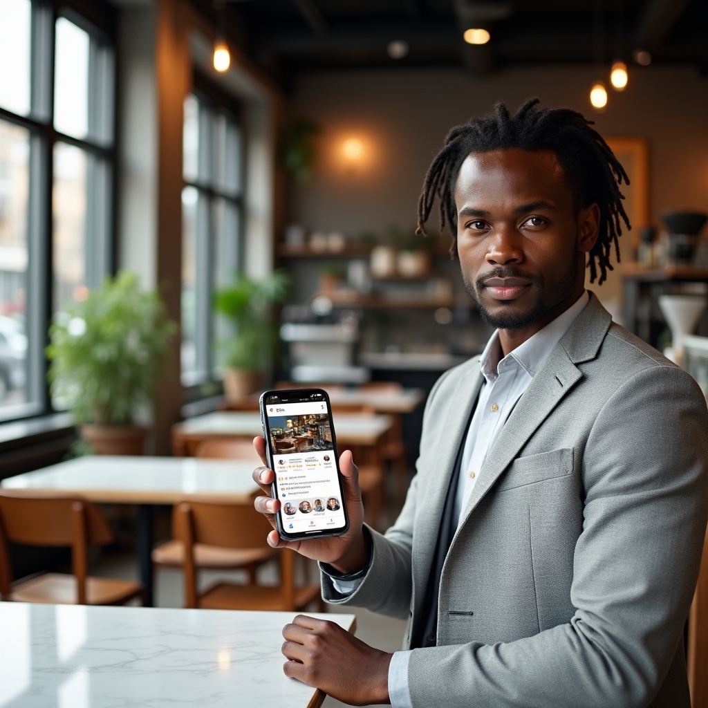 Vizualizare profil Google pe mobil pentru o cafenea
