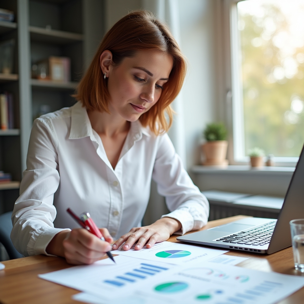 Persoană care compară date lunare din Google Business Profile pe ecran