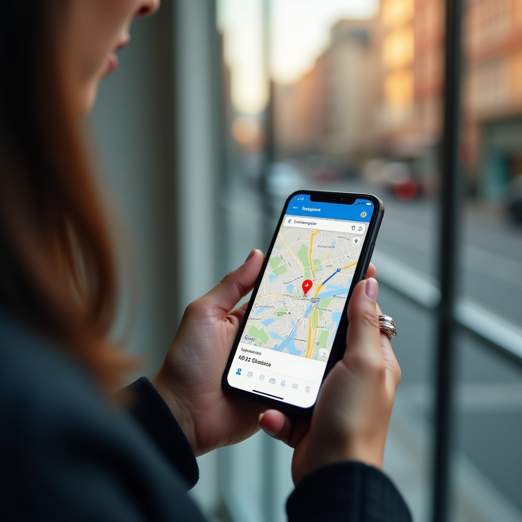 Telefon mobil cu navigație GPS activată spre un restaurant